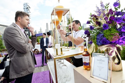 Guests were served cocktails via an eye-catching dispenser.