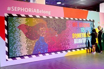 The second edition of Sephora's Sephoria House of Beauty took place September 7 and 8 at the Shrine Auditorium and Expo Hall. The convention featured eye-catching activations and photo ops from beauty brands, plus meet-and-greets and master classes with beauty experts. A mosaic wall promoted the brand's 'We Belong to Something Beautiful' campaign, which promotes diversity and inclusivity; guests were invited to paste photos of themselves on the wall. Sephoria was produced by Mosaic North America, Hargrove, and VOX Productions.