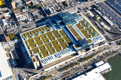 The green roof at the Javits Center in New York is home to bee hives, which will produce honey-infused products for Cultivated, the convention center's new dining and hospitality brand.