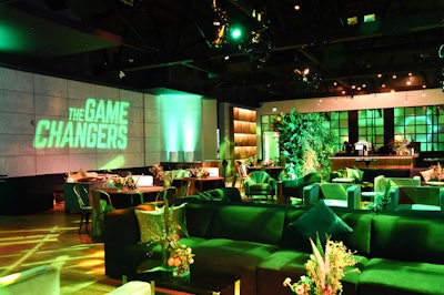The Los Angeles premiere of The Game Changers, director Louie Psihoyos's new documentary on the rise of plant-based eating in professional sports, took place at the Arclight Hollywood on Wednesday night. A greenery-filled after-party featuring vegan catering was held at the Sunset Room, with production by Kate Mazzuca and flowers and plants by Floral Crush Studio.