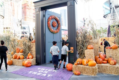 Target hosted a family-friendly Halloween event in Los Angeles in October 2017 that included a digital scavenger hunt, a piano made from pumpkins, and an interactive corn maze. The David Stark-produced event featured a giant door adorned with the Target bullseye made from a collection of gourds. Guests rang the doorbell to begin their journey through the maze. See more: Inside Target's Interactive, Family-Friendly Halloween Maze