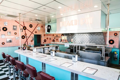 The Peach Pit pop-up on Melrose was initially developed by Fox and PopSugar to promote August's BH90210 premiere. Based on the success of its two-day run, CBS Consumer Products asked the Saved by the Max team to transform it into a fully functioning restaurant, open to the public through the end of this month.