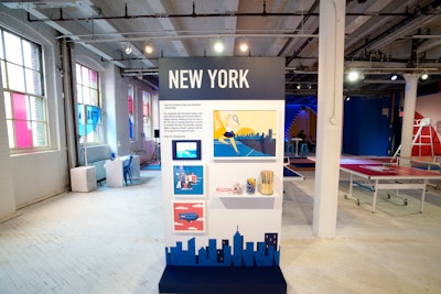 Campaign illustrations, which were created by Quentin Monge, and facts were displayed in city-theme vignettes, including one inspired by New York.