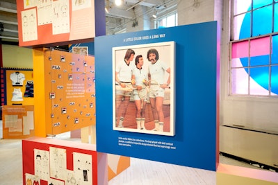 A multimedia retrospective of Fila’s history with the sport showcased illustrations and photos in blocks of different colors.