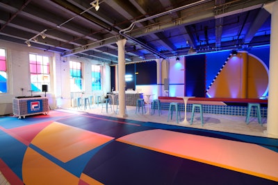 The pop-up also featured a colorful court, with a DJ booth and “Backhand Bar” that served Italian drinks and food.