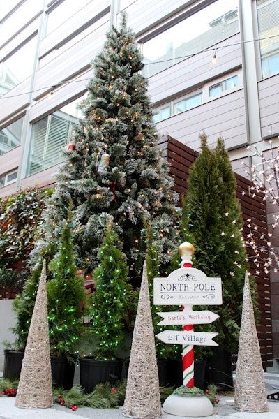 Last year, Clinton Hall Williamsburg in New York turned its courtyard into “North Williamsburg Pole” with a tree decked out with beer can ornaments, faux snow, reindeer, and more. Guests enjoyed D.I.Y. s’mores, eggnog cheesecake pops, roasted chestnuts, and spiked hot chocolate. The venue plans to host a similar pop-up this winter.