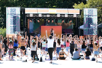Attendees who arrived early were able to take part in a yoga class sponsored by Y7 and Athleta.