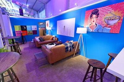 Elvis Duran’s kickoff event featured a lounge with Pop Art-style art inspired by food and an illustration of the New York skyline.
