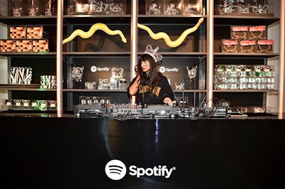 At the opening party on October 24, actress Jameela Jamil served as guest DJ. Throughout the space, guests could listen to Spotify playlists, see short films highlighting musicians who 'stay scary' by pushing boundaries, and score free costumes and other giveaways.
