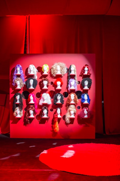 At Spotify’s 2018 holiday party at Avant Gardner in Brooklyn, guests could don wigs and pose in a photo booth. The event was designed by Tinsel Experiential Design and featured a technicolor theme.