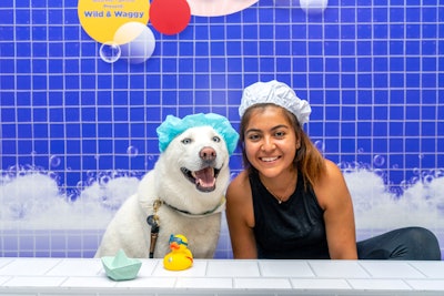 Owners could pose with their pets in a bathtub photo booth.
