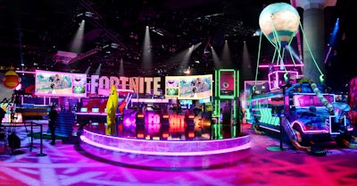 Epic Games' 15,000-square-foot E3 2019 booth was inspired by the latest season of Fortnite, using miles of neon lighting that covered everything from shopping carts to the famous Fortnite bus.