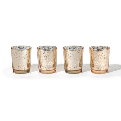 Party goods company Coterie’s gold votive tealight candle holders ($15) make it easy to add a little twinkle to any event. Each set includes four votives and 10 tealight candles.