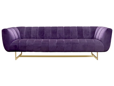 Belmont sofa in violet, $325, available nationwide from Shag Carpet Prop Rentals.
