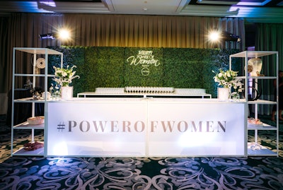 The 600-attendee event, held at the Beverly Wilshire, was 'modern white with a feminine feel,' according to producer April Luca at Gold Sky Productions. The overall design theme was 'light.'