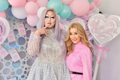 The event introduced the new line from RuPaul's Drag Race star KimChi (left). It's the first from Bespoke Beauty Brands, founded by entrepreneur Toni Ko (right).
