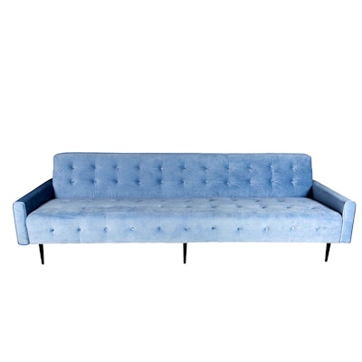 Victory grand sofa in sky blue, price upon request, available in Las Vegas, Los Angeles, and San Francisco from Blueprint Studios.