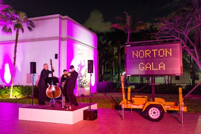In February 2017, the Norton Museum of Art in West Palm Beach, Florida, celebrated the first year of construction of a new wing with a gala that featured design elements such as copper pipe, safety cones, and fencing. The entrance included live music and a road-work-style sign displaying the name of the event.