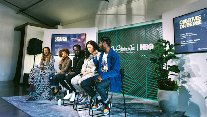 Another panel discussion featured up-and-coming creatives from a variety of fields. Blavity News editor in chief Lilly Workneh (far left) interviewed panelists (from left) Quinta Brunson, Iddris Sandu, Raven “Ravie B” Varona, and Blue the Great. 'From a talent and participant perspective, we certainly wanted to allow fans an opportunity to get access to some of the amazing HBO talent from programs like Insecure, A Black Lady Sketch Show, and Ballers,' explained Gagne. 'It was also important to include influential voices who aren’t affiliated with the HBO brand, but are still making a name for themselves, to share their unique perspectives and stories through Our Stories to Tell.'