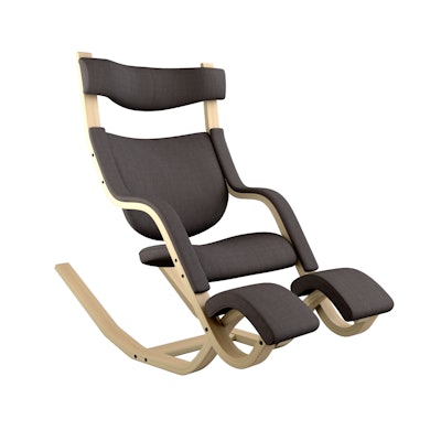 Both practical and pricey, Scandinavian brand Varier’s Gravity balans chair ($2,099 to $2,399) offers a variety of positions for both work and rest. When upright, the chair tilts the pelvis forward and encourages a neutral, upright spine; when fully reclined, it elevates the legs above the heart, mimicking weightlessness, and by leaning it forward, it becomes a kneeling chair. Plus, the cushions are available in a range of hues, along with a black or natural wood base.