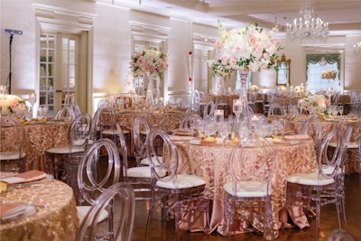 Featured Linen: Rose Gold Satin with Arianna Overlay