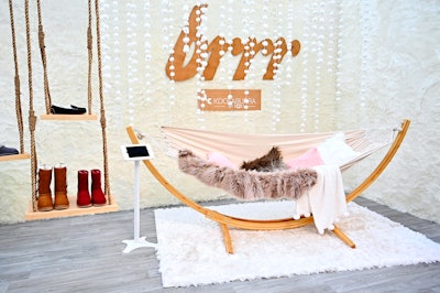 The space created by online retailer 6PM.com included a hammock with fuzzy blankets and furry pillows inspired by a pair of Koolaburra by UGG slippers.