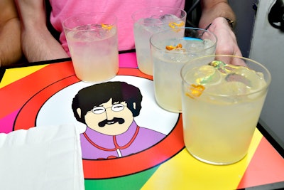 Catering from Creative Edge included the “Sgt. Spicy Pepper Margarita” on custom trays.