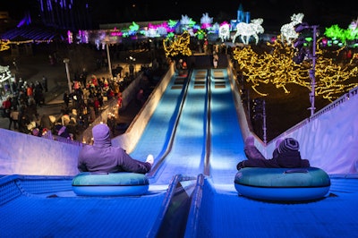 The Aurora Winter Festival—featuring dozens of light displays, a skating rink, and a tube—invited guests to an evening of winter fun on New Year's Eve. The park remains open until January 5.