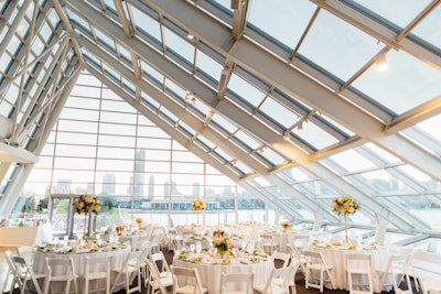 A daytime wedding setup in the Daniel F. and Ada B. Rice Solarium, Photo: Tim Tab Studios