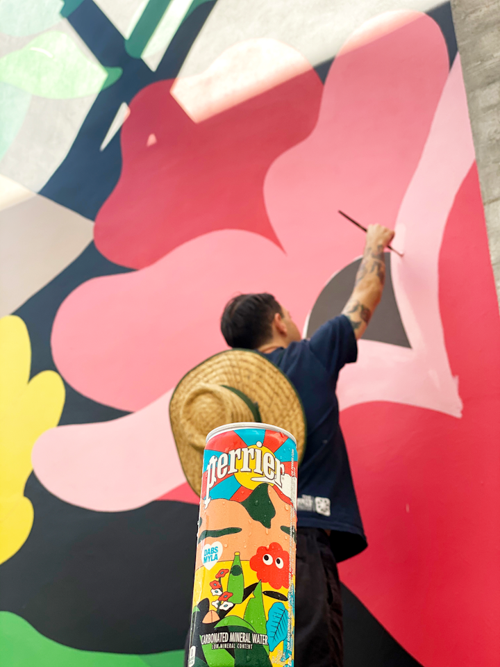 DabsMyla paired a new mural with their limited-edition can design through Perrier&rsquo;s ArtXtra program.