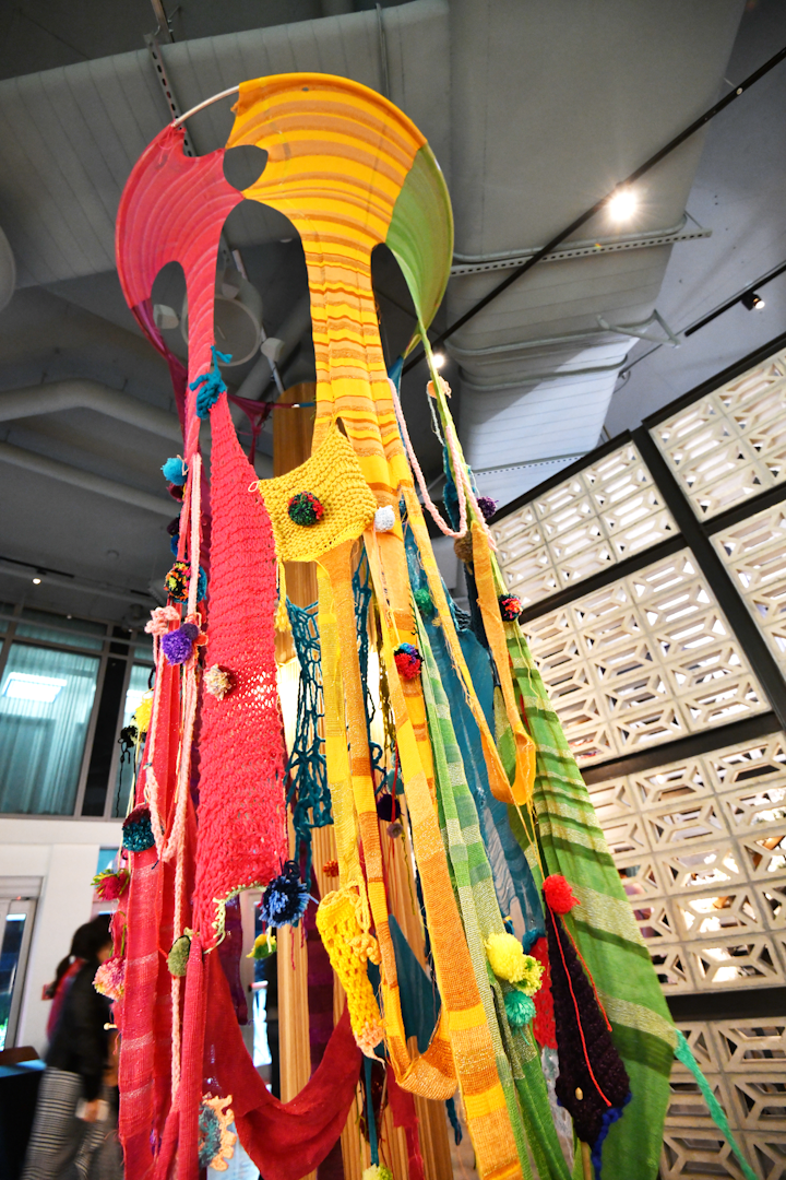 At the Muse Modern & Contemporary Art Fair fund-raiser at the Gates Hotel South Beach, local designer Karelle Levy of Krelwear curated the interactive Interknit, where guests were invited to her worldwide “web” intended to connect them through knitting and crochet.