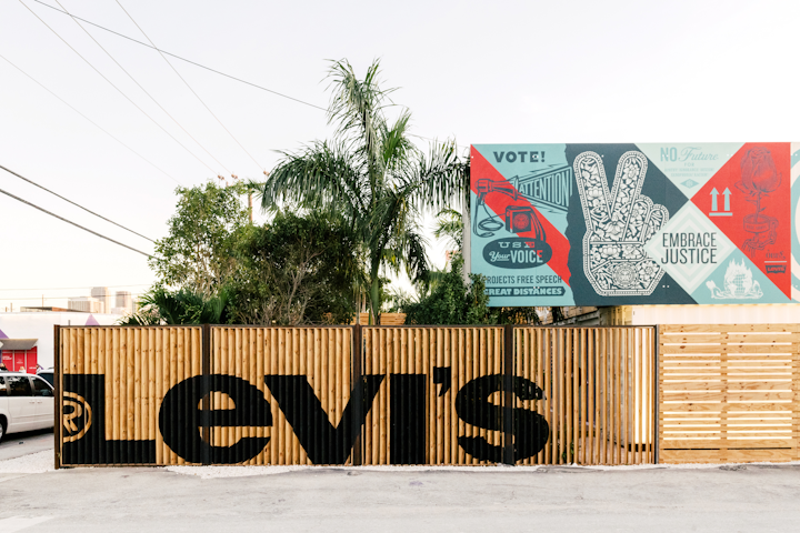 Levi’s Haus Miami popped up for Miami Art Week and will remain open through February. The creative collaboration between the famed jeans brand and several notable artists includes a mural by Shepard Fairey, who also supplied custom designs for the activation.