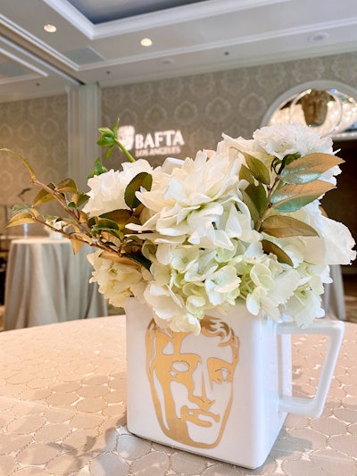 The Bafta logo adorned teapots that held flowers, and catering included tea and sandwiches.