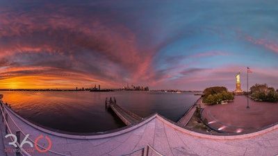 Liberty Island amazing sunset From Liberty Museum rooftop