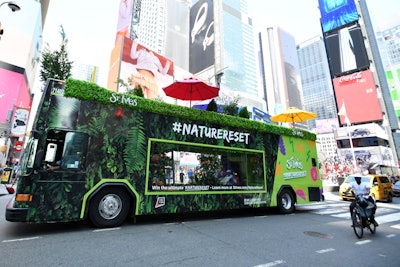 St. Ives brought its immersive mobile tour called #NatureReset to New York, Chicago, Philadelphia, and Columbus, Ohio, in the summer of 2019. The foliage-heavy #NatureReset double-decker bus, which was designed and produced by Mosaic North America, featured an eye-catching hashtag display and naturescapes that took inspiration from the ingredients in the newly launched St. Ives Face Mists. Visitors who used the hashtag were entered to win a photo expedition for two to Yellowstone National Park. See more: On the Road Again: How Brands Map Out Their Mobile Tours