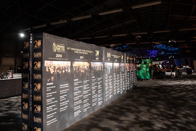 Inside the cocktail reception, a 30-foot, double-sided Hall of Fame wall also paid tribute to the awards' history through a timeline of winners and previous host venues and cities.