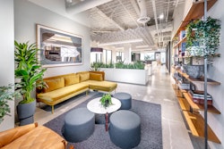At NVE Experience Agency's airy new West Hollywood headquarters, an on-site library offers couches and books on leadership, marketing, design, and culture.