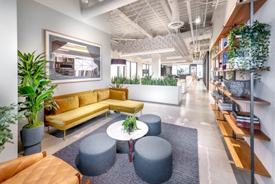 At NVE Experience Agency's airy new West Hollywood headquarters, an on-site library offers couches and books on leadership, marketing, design, and culture.