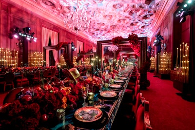 The dining room—which Friedland called the “hero” of the event—had two long dining tables, each with 80 seats. “Like a painter would create his canvas, I started thinking about the different elements [I wanted to] incorporate,” he said. “I approach events very much like a painting. It becomes a layered-type of growing experience.'