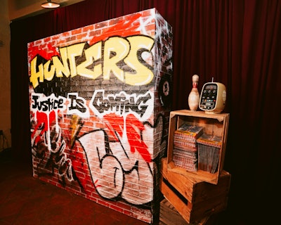 A graffiti photo op evoked the show's gritty setting.
