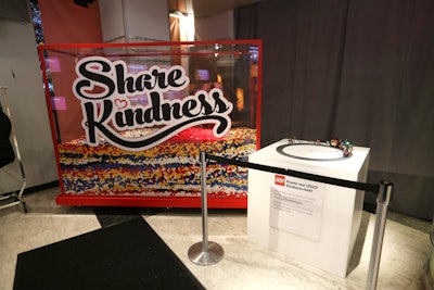 As part of the Today show’s second annual #ShareKindness campaign—which commits to the goal of inspiring one million acts of kindness across America—the Born This Way Foundation's #ShareKindness Experience was open to the public in New York in December 2016. At the event, the Lego Group created the Kindness Counter, a customized vessel into which Lego heart bricks were dropped after the hashtag #ShareKindness was used on social media. The activation also was used to track the goal of one million acts of kindness.