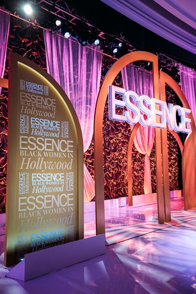 The event also celebrated Essence’s 50th anniversary. “The overall inspiration was the 50th anniversary, which is a golden anniversary, so gold was the tone with monochromatic bold pinks and goddess Renaissance,” said Maitland. “[There were] gold and pink tone Swarovski Crystal round pearls on the tables, as this speaks to the classic and timeless side of the brand.”