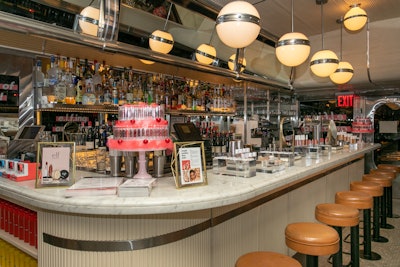 The new beauty products lined the diner counter.