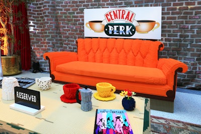 In a fun photo op, Warner Bros. Entertainment donated a portion of its LEGO depiction of Central Perk, the iconic coffee shop from Friends. The set, also created by Sawaya, had previously toured the country to promote the sitcom's 25th anniversary. At a bar adjacent to the Friends set, a LEGO monkey evoked Marcel, the pet monkey from the series.