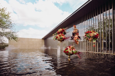 Designed by Yoshio Taniguchi, the Asia Society Texas Center, which is located in Houston’s Museum District, served as the venue for the shoot. It was the first time the Water Garden was incorporated into an event.