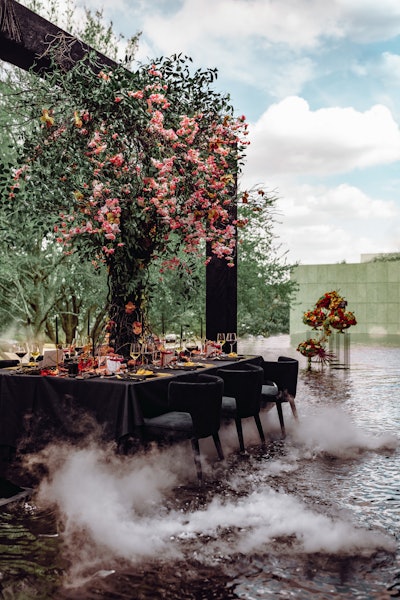 “Most of this shoot took place on a second-story ledge lined with delicate stone. So for weight purposes, we were not able to have more than five people outside at a time. Mix that with the water element, and it definitely made for a unique experience that none of us will forget,” Segall said.