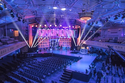 NBA All Star Fashion Show builds large runway on the floor of the Grand Ballroom.