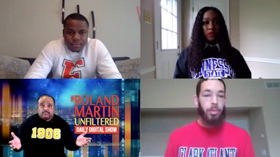 Journalist Roland Martin chatted with student government presidents from historically black colleges and universities (HBCUs) around the country to learn how their student bodies are dealing with the COVID-19 shutdowns. All attendees were encouraged to wear shirts representing their schools.