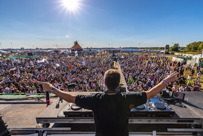 A crowd gathers at the Freaky Deaky Texas festival, held at the Houston Raceway October 26 and 27, 2019.