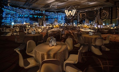 Inside, Butchkavitz transformed the space with custom linens and tabletop decor, interactive activations, costume displays, and more. Large versions of the Westworld logo created eye-catching focal points throughout the space. See more: See the Futuristic Premiere Party for 'Westworld' Season 3